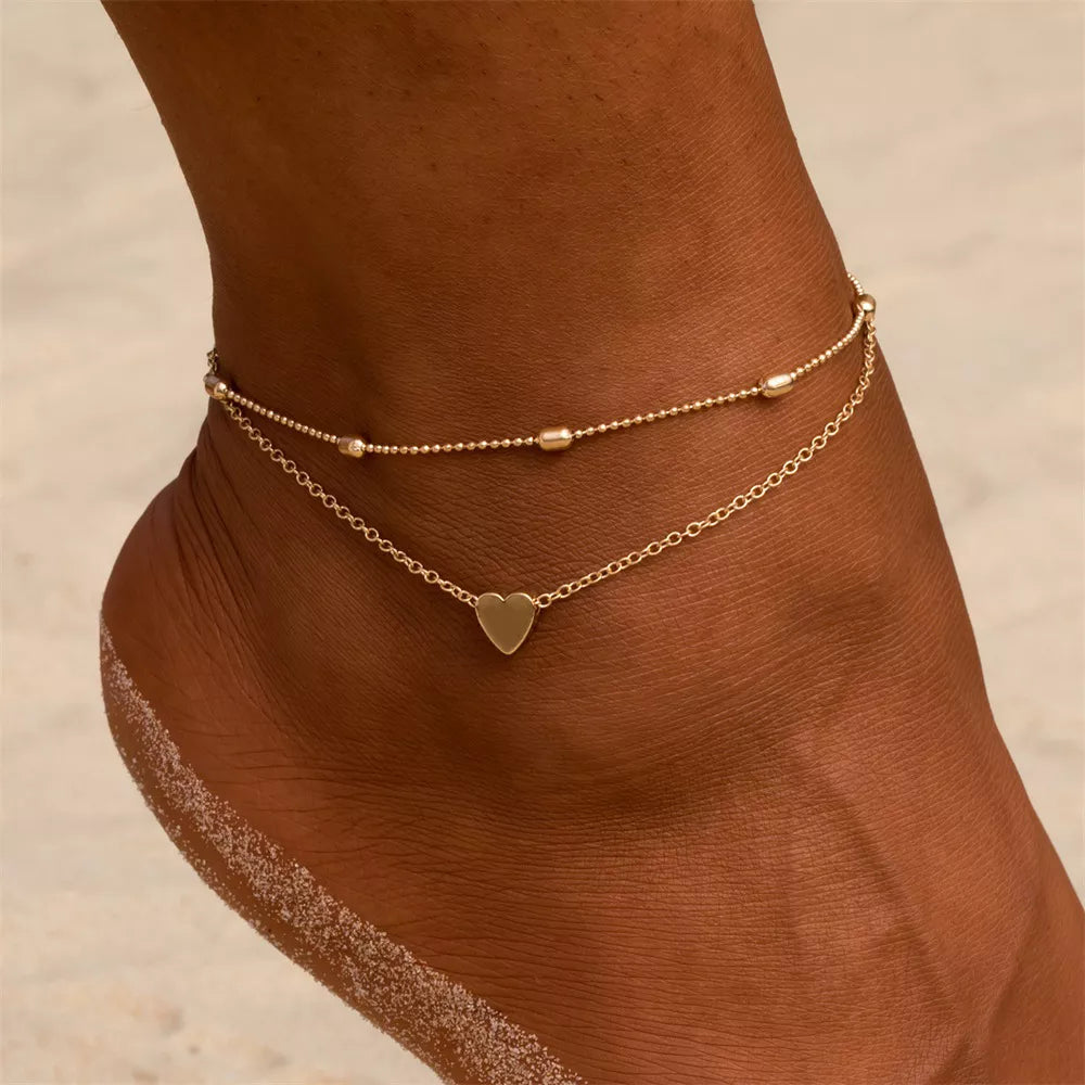 "DelicateHeart™ Simple Heart Female Anklets