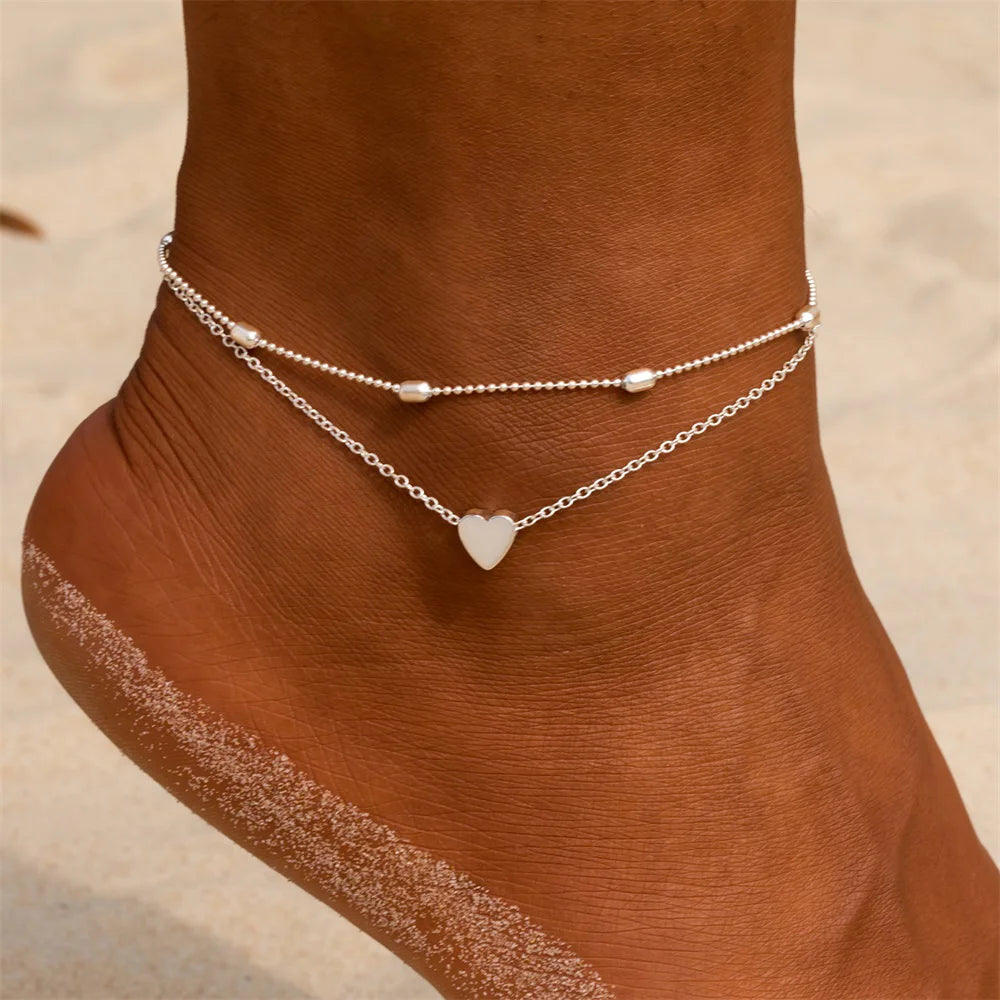 "DelicateHeart™ Simple Heart Female Anklets