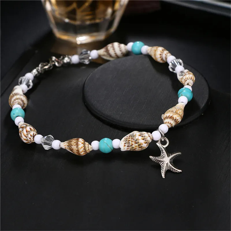 "Seasidechic ™ New Shell Beads Starfish Anlets