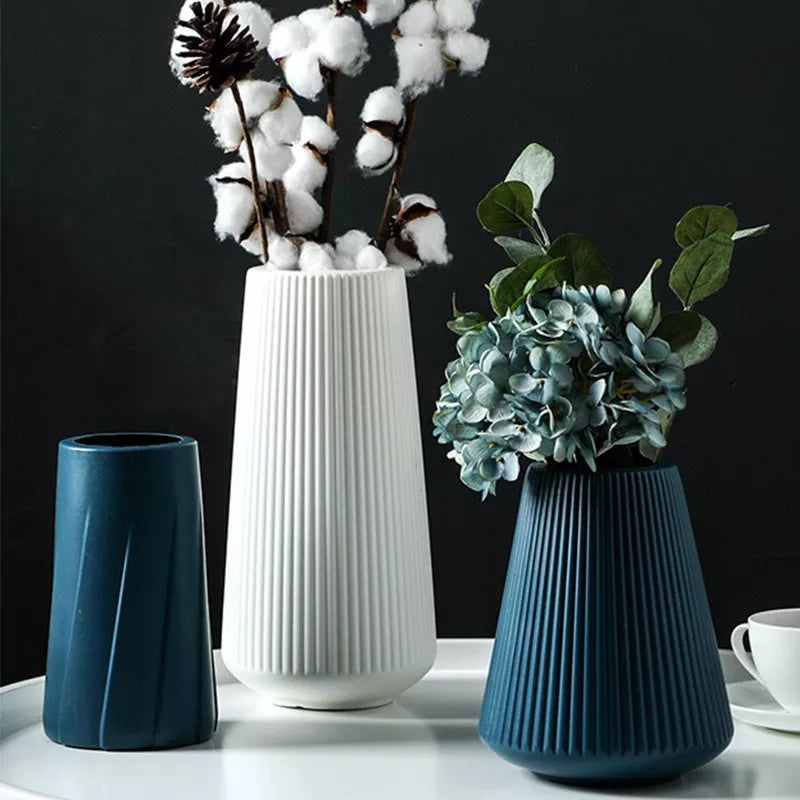 Morandi Plastic Vase Living Room Decoration Ornament Modern Origami Plastic Vases for Flower Arrangements Home Decoration