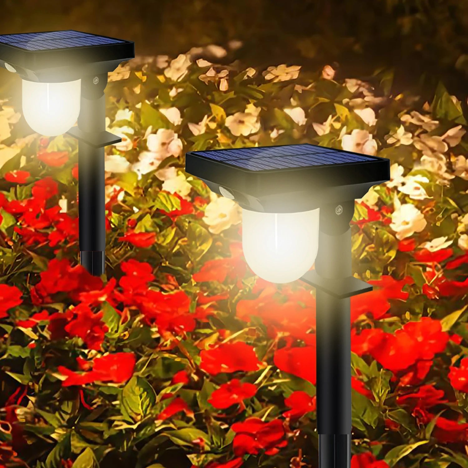 Solar Außenleuchten mit Bewegungssensor – LED Gartenlampen (4er Set, IP65, 1800 mAh)