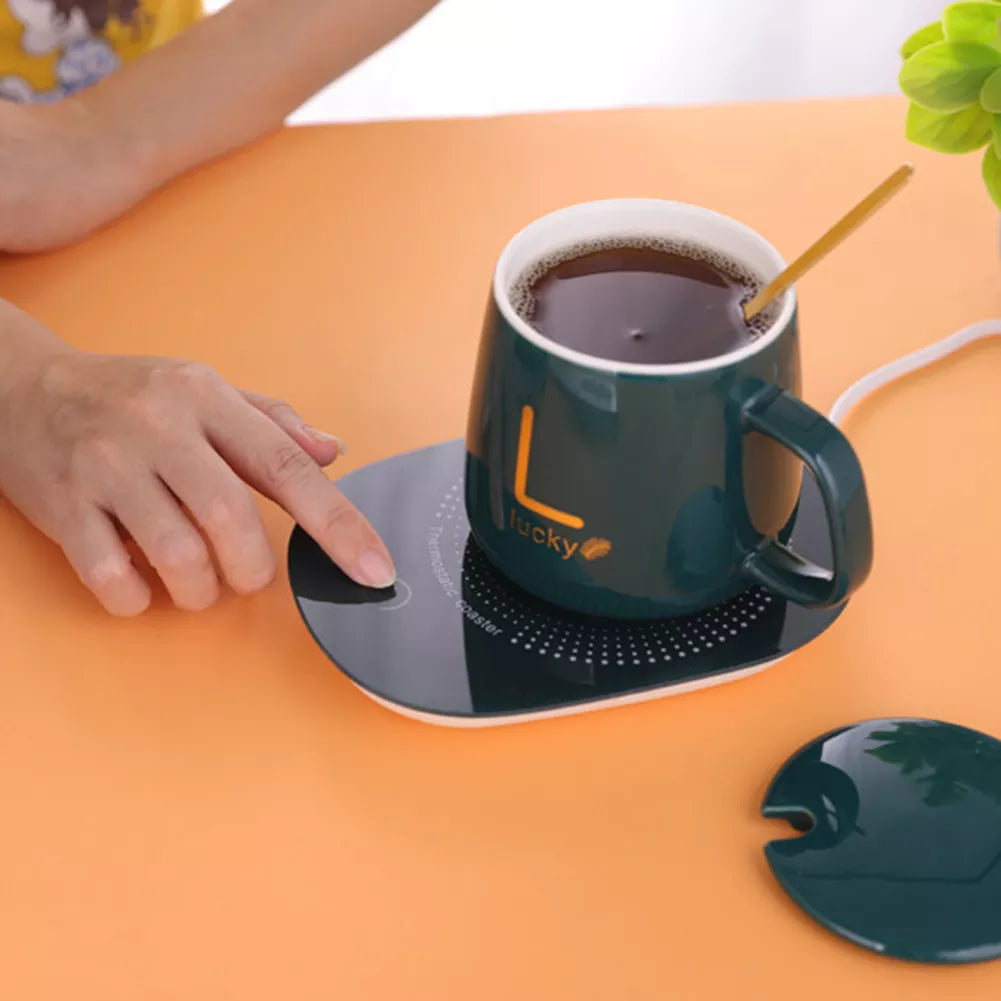 Heated coffee coaster