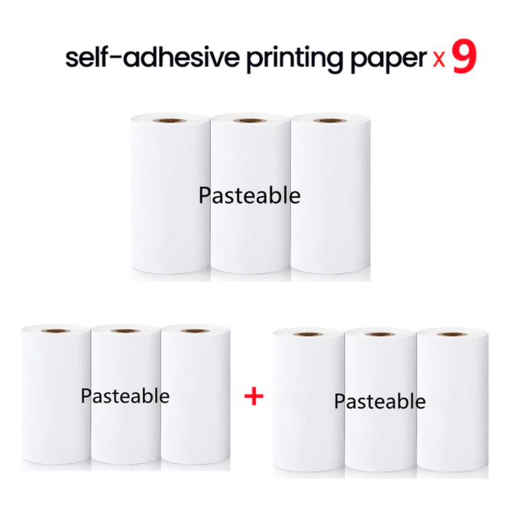 9 x Selbstklebende Druckpapier-Rollen für den Mini-Printer